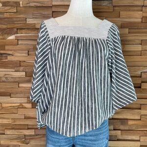 Dpe & Rae |Black & White Striped Flutter Sleeve Blouse | Various Sizes